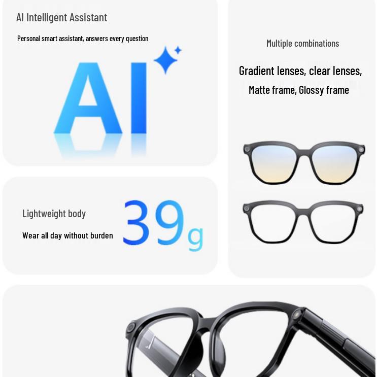 AI106 Smart Glasses: AI Voice, Object Recognition, Bluetooth & WiFi Connectivity