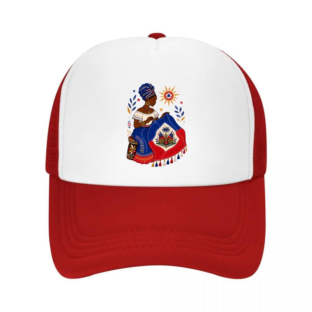 Haitian Heritage Seamstress Flag Tri Mesh Baseball Cap Casual Hat Outdoor For Womens Unisex FeUnisex