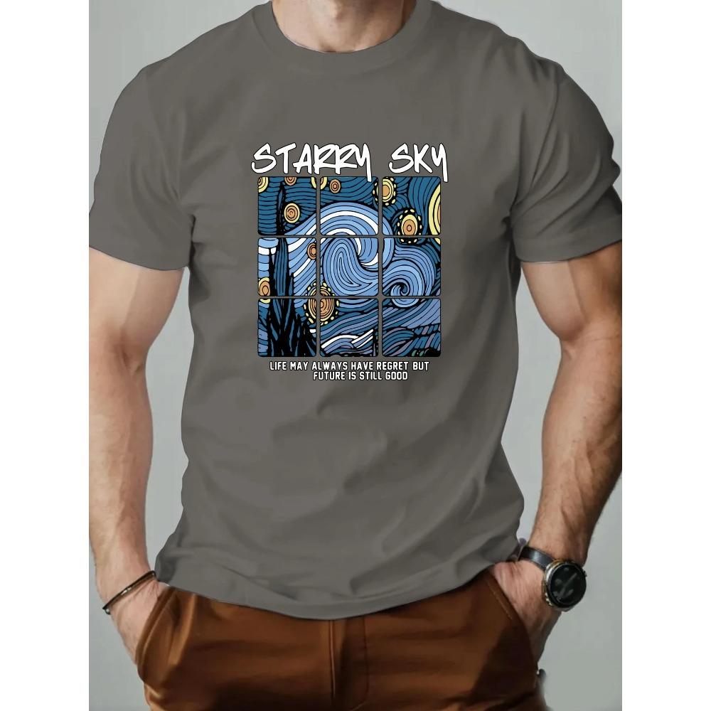 T-Shirt Cotton Oil Painting Pattern Print Summer Oversized Round Neck Breathable Casual Short Sleeve Fashion T Shirt