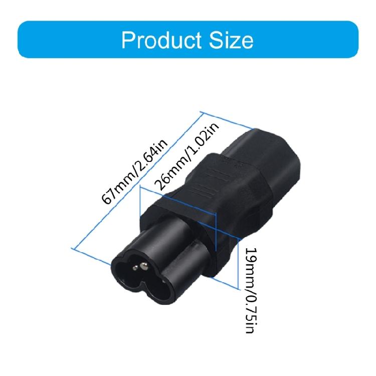 Small PDU Power Adapter, C6 to IEC320 C15 Female Connectors IEC320 C15 to C6 Cloverleaf Power Adapter for Travel Use