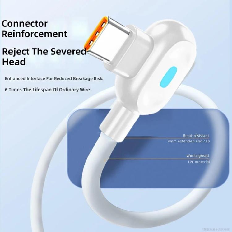 Durability Type C Fast Chargers Cable With 90Degree Angled Design For Smooth Gaming And Longevity Power Delivery Cord