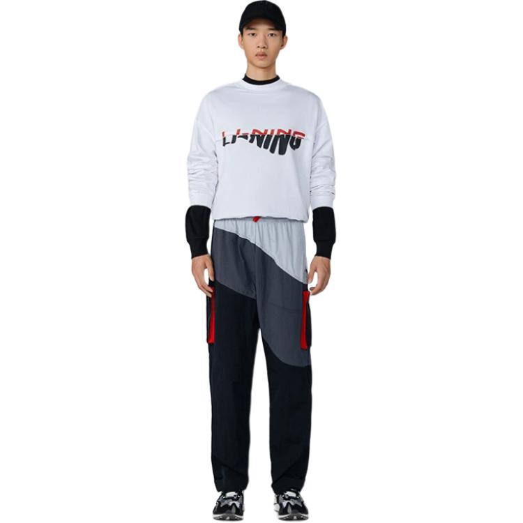 Li Ning Sweatshirts Men's White Crew Neck Moderate Regular AWDRA57-6
