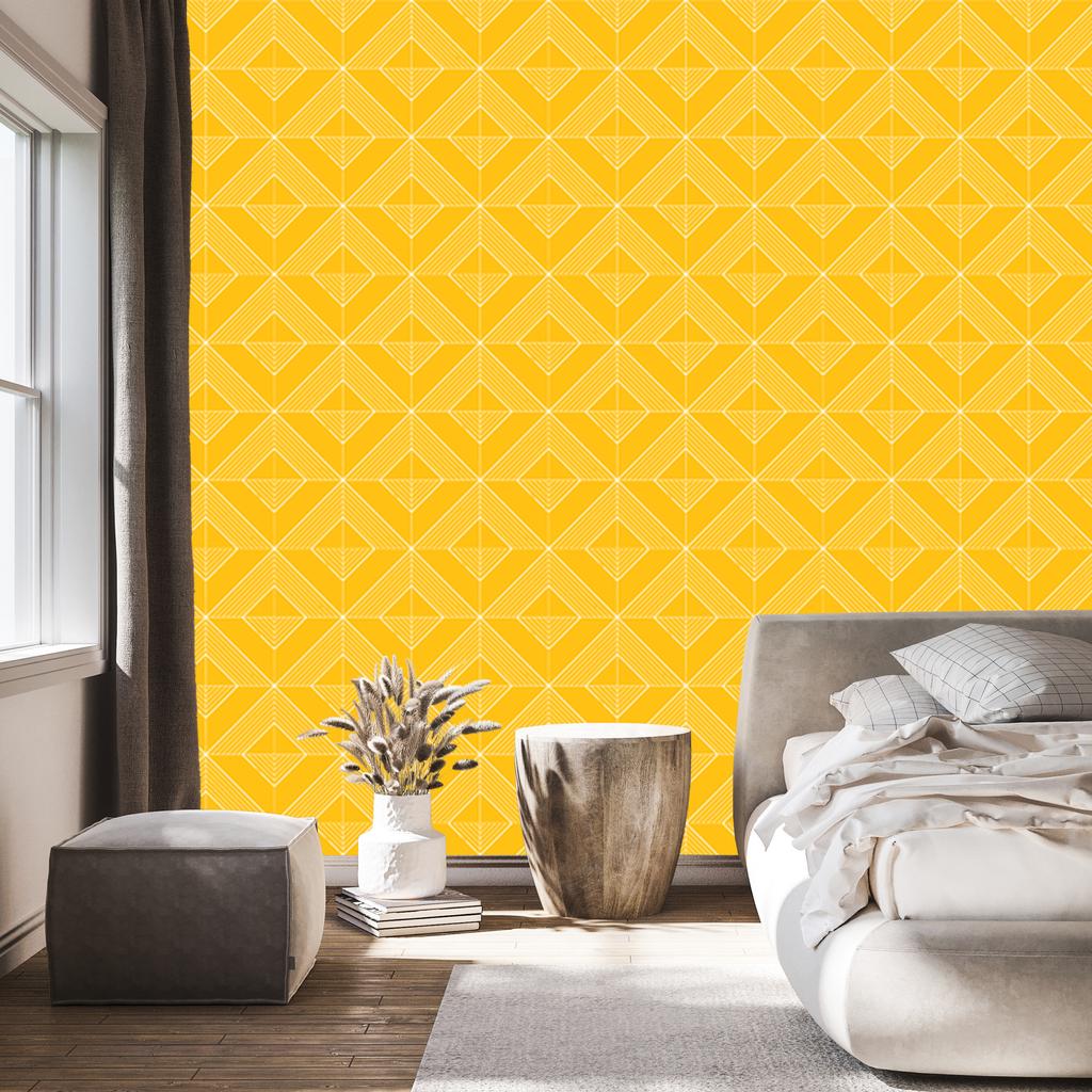 Geometric gold rhombus wallpaper, gold center 50x1000