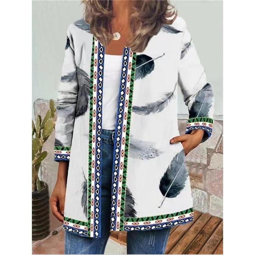 

GMXIA осень зима винтажный этнический стиль принт большой размер куртка кардиган женская одежда XXXXXL