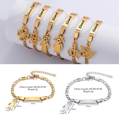 Custom Name Couple Bangle For Women Laser Engraved Letter Words Stainless Steel Figar Link Chain Personalized Bangle