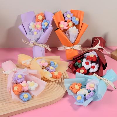 Knitted Wool Bouquet - 1Bunch Handmade Gift for Valentine's Day Birthday Wedding Bridal Shower Mother's Day Thanksgiving Party
