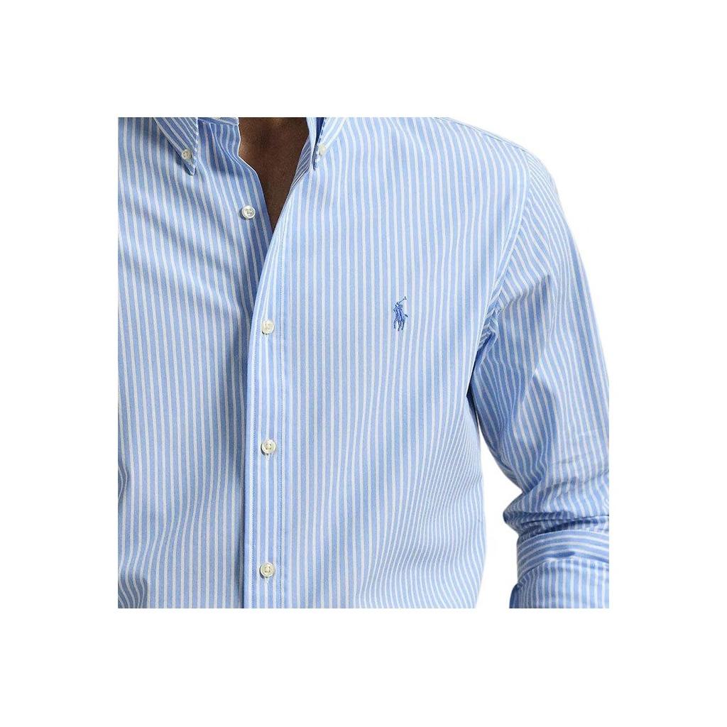 Polo Ralph Lauren Logo Striped Slim Fit Long Sleeve Shirt Men shirts Blue 710929346-016