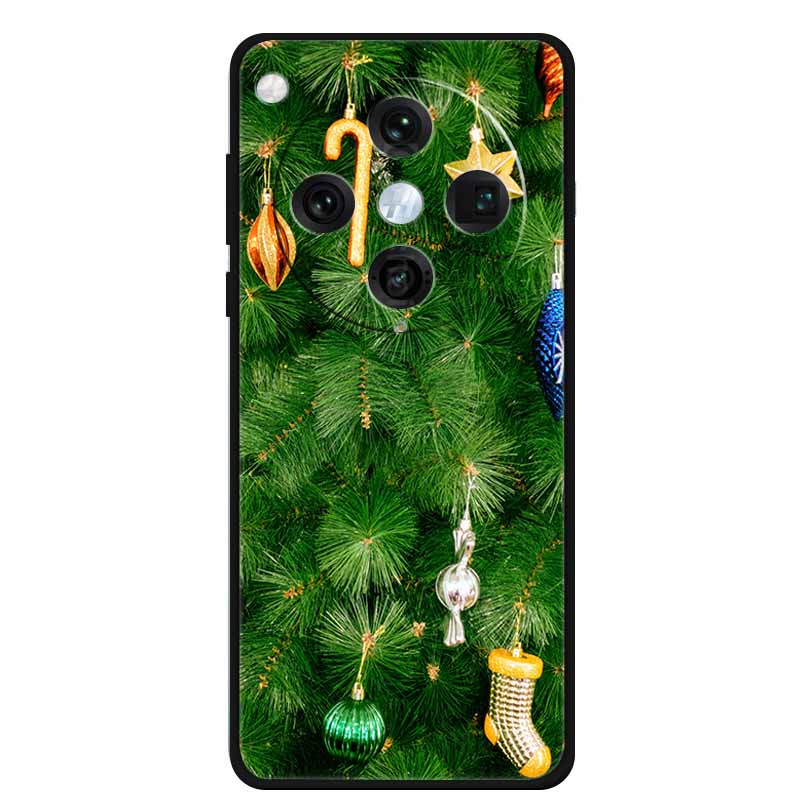 Christmas Cover For Oppo Find X8 Pro 5G 6.78"Black Silicone Cases TPU Santa Claus Christmas Tree Back Cover For Oppo Find X8 5G