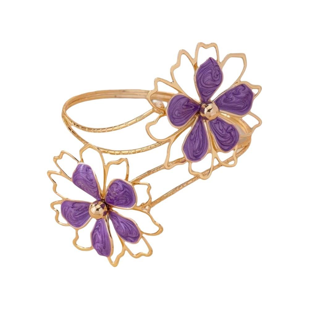 Floral Flower Bracelet Enamel Glaze Armband Fairy Open Arm Bangle  Party