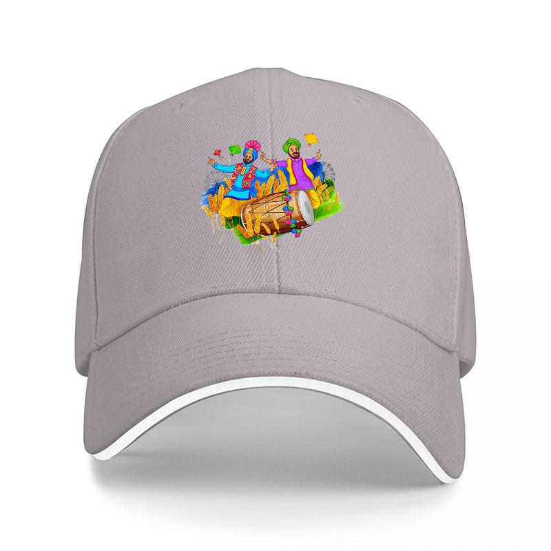 Colorful Carnival Dancers on Drum Baseball Cap Vibrant Street PerforUnisexce Art Design Black Adjustable Hat with White Trim