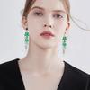 Floral Green Crystal Drop Earrings For Wedding And Party Wear