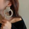Fashion Geometric Crystal Dangle Earrings for Women Oversize Round Rhinestones Earrings Party Zircon Gifts