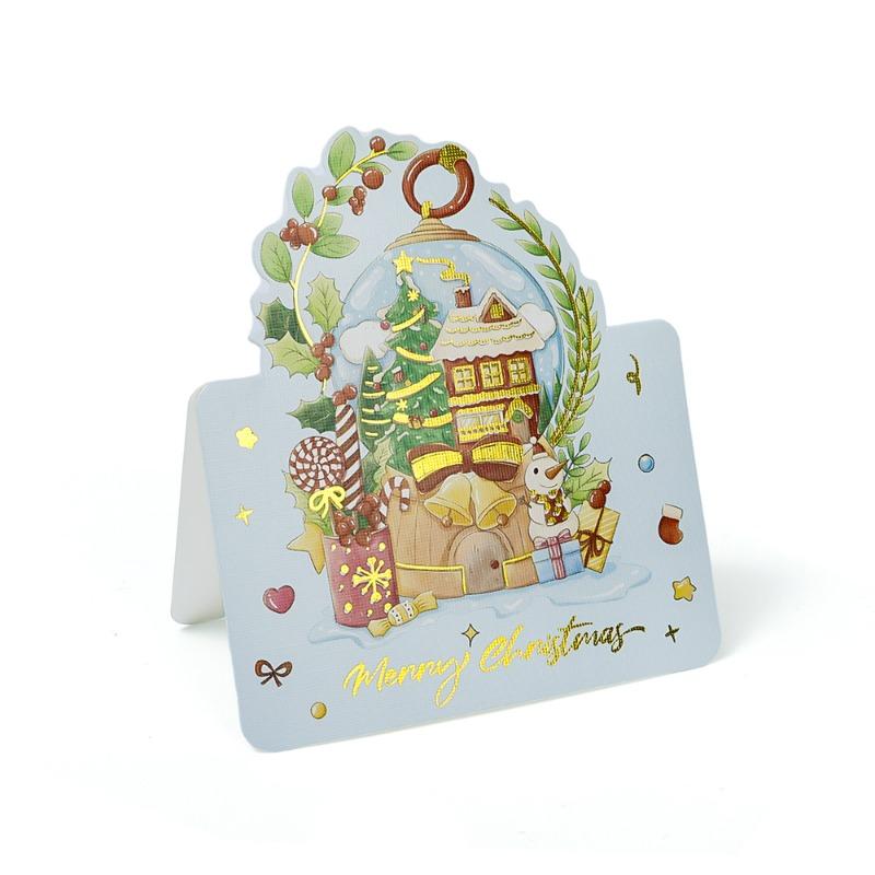 1/30PCS Christmas Greeting Cards Foldable Postcards New Year Party Bronzing Winter Gifts Paper Cards Home Envelope Decorations