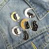 Cute Cartoon Black Cat and Moon Enamel Brooch Pin