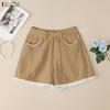 ZANZEA Women Summer Casual Solid Color Loose Short Pants