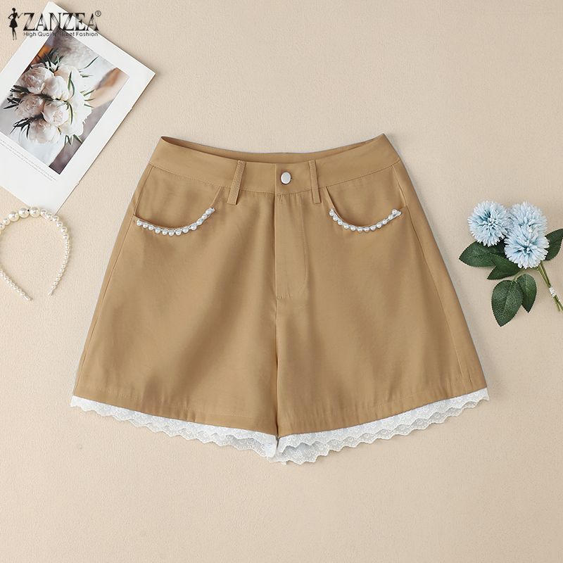 ZANZEA Women Summer Casual Solid Color Loose Short Pants