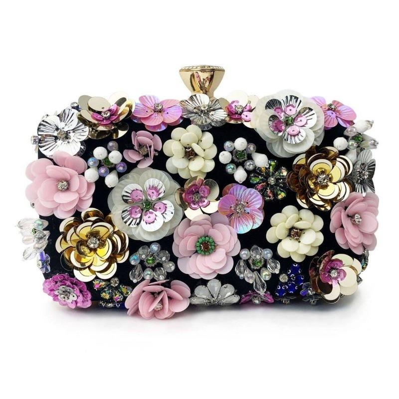 

Banquet bag clutch bag Wedding bridesmaid clutch Mori high-value handmade flower bead embroidery bag with cheongsam handbag чорний
