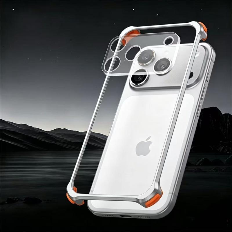 Luxury Metal Aluminum Alloy Frame Lens Protective Phone Case For iPhone 17 16 15 14 13 Pro Max Silicone Lining Shockproof Bumper