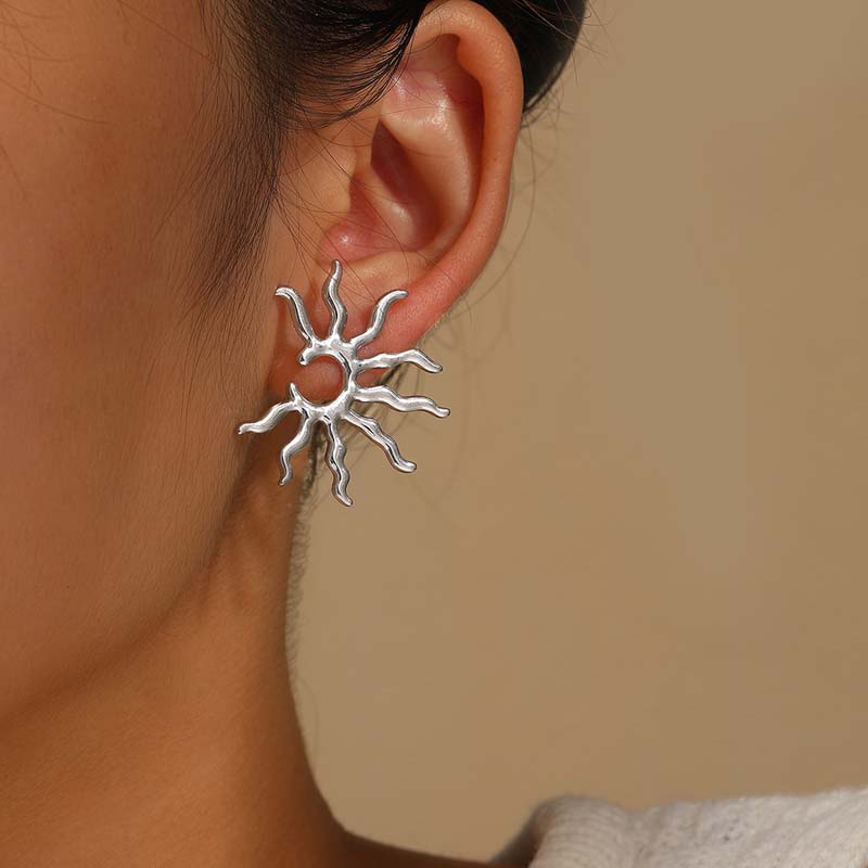 Stainless Steel Earrings Beautifully Unique and Individual Designs Blazing Sun Sculpted Earrings For Women Jewelry Daily Wear