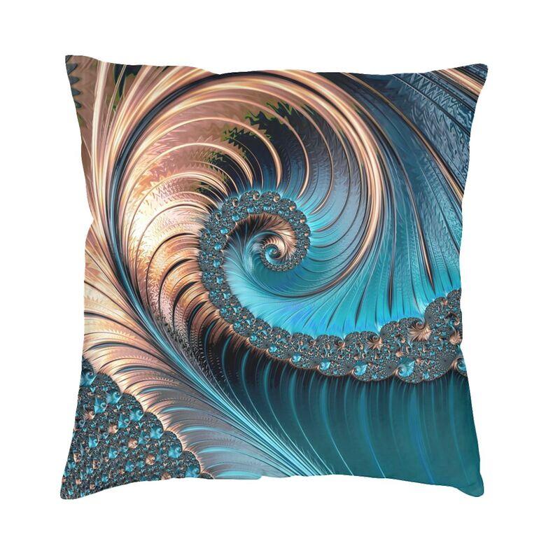 Turquoise Gems Geometric Art Cushion Cover 45X45Cm Home Decor 3D Print Elegant Copper And Teal Fractal Four Throw Pillow Case
