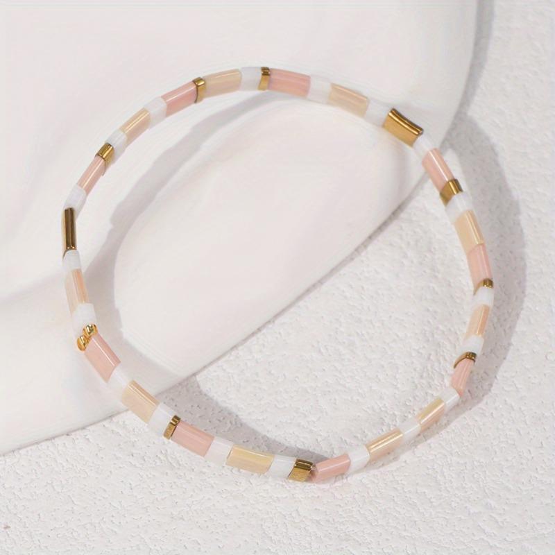 Roze Boho Handgemaakte Kralenarmband, Perfect voor Zomerfeestjes en Dagelijks Gebruik voor Vrouwen