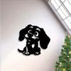 Iron Puppy Dog Wall Art Weather Resistant Metal Statue Mural Modern Home Garden Decor Christmas Easter Halloween Gift Dog Lovers Outdoor