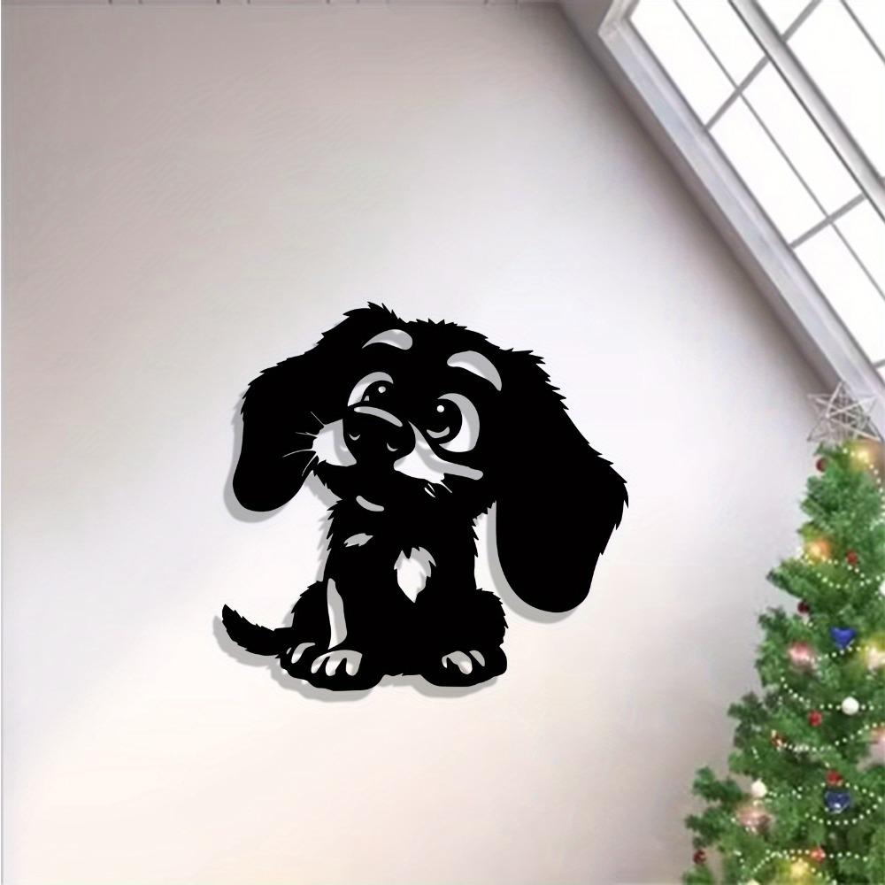 Iron Puppy Dog Wall Art Weather Resistant Metal Statue Mural Modern Home Garden Decor Christmas Easter Halloween Gift Dog Lovers Outdoor
