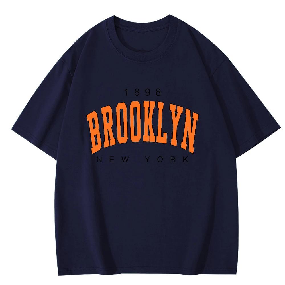 Brooklyn 1898 New York T-Shirt Summer Cotton Letter Printed T Shirt Men Women Harajuku Casual Short Sleeve Hip Hop Streetwear