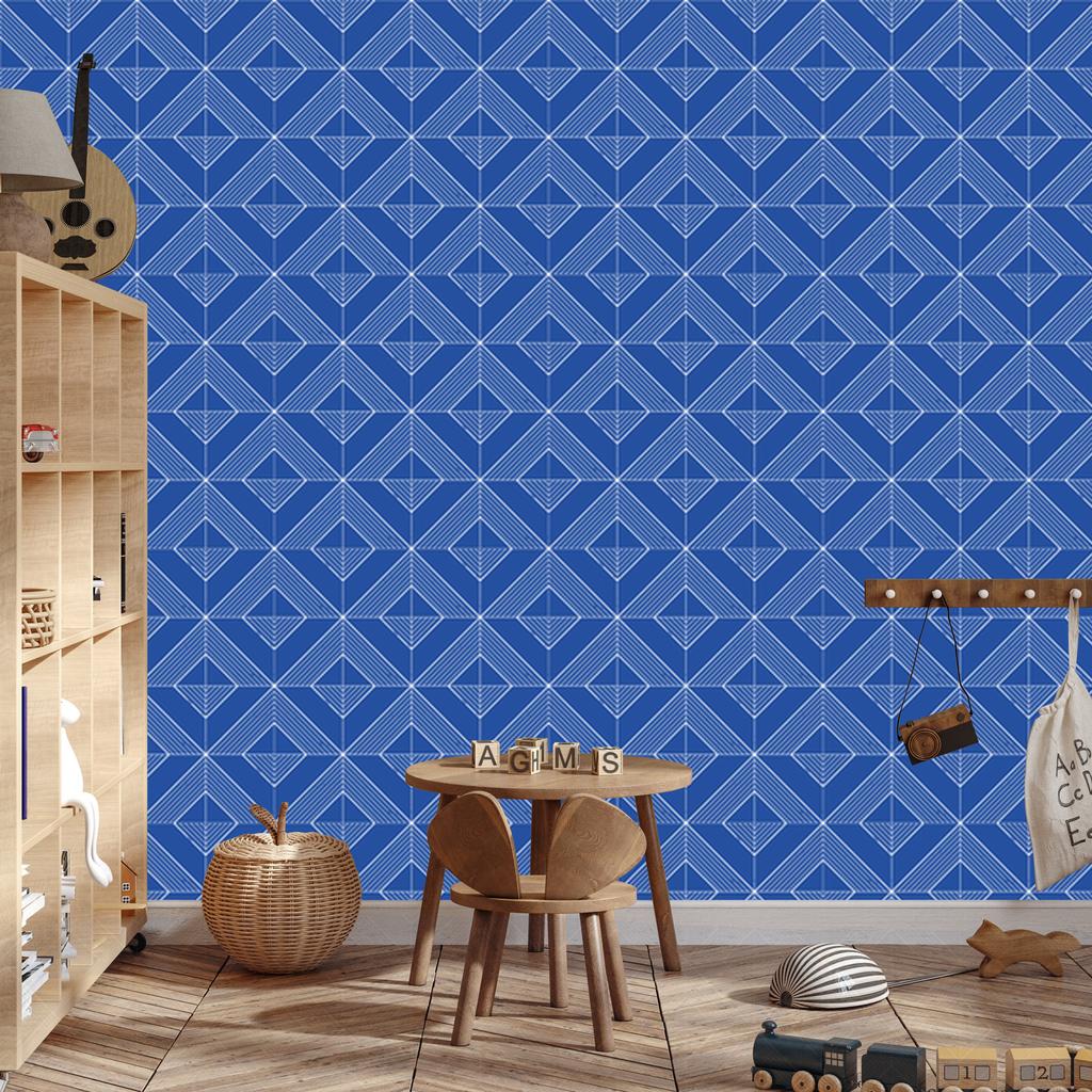 Wallpaper Geometric Rhombuses Blue, Mountain Blue 50x1000