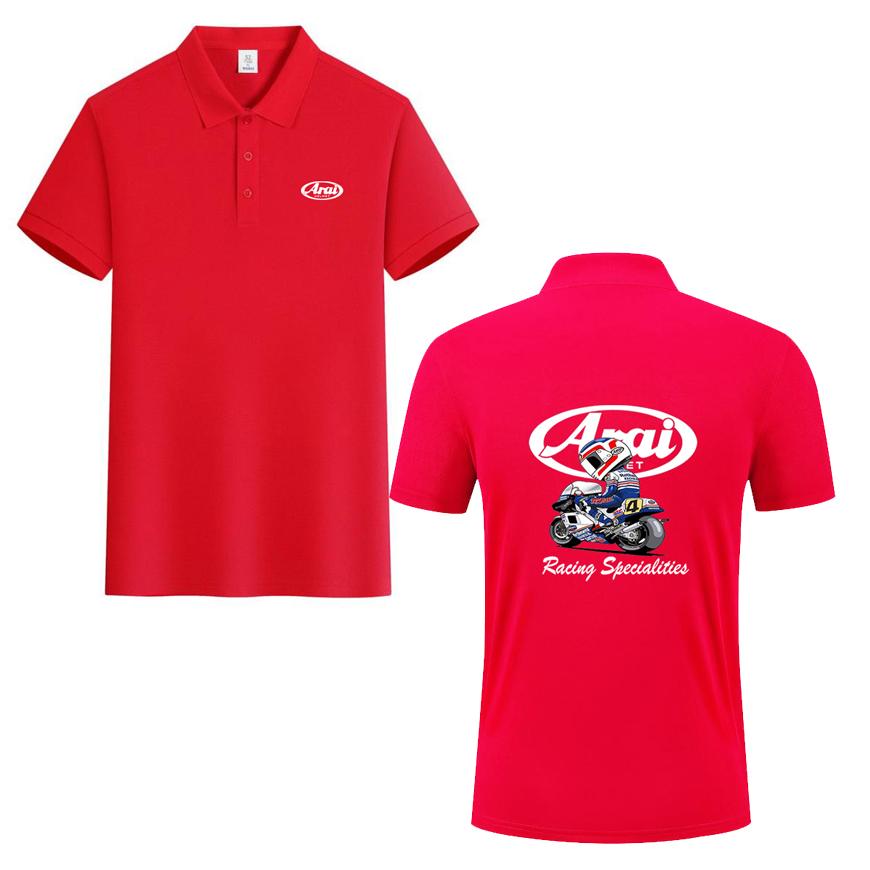 

Summer Arai Couple Pure Cotton Motorcycle Short Sleeved Cycling Men s Cotton Polo Shirt Versatile Top 3XL червоний