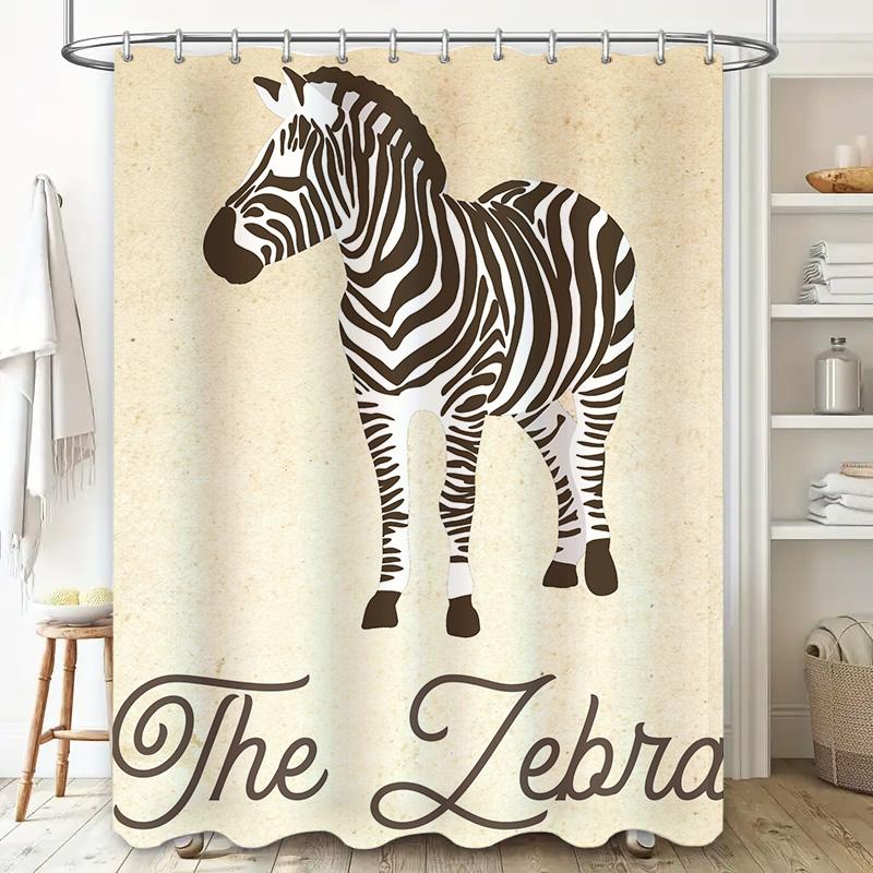 Black White Striped Zebra Shower Curtain Bath Decor for Home Bathroom Modern Style Textured Fabric Shower Panel