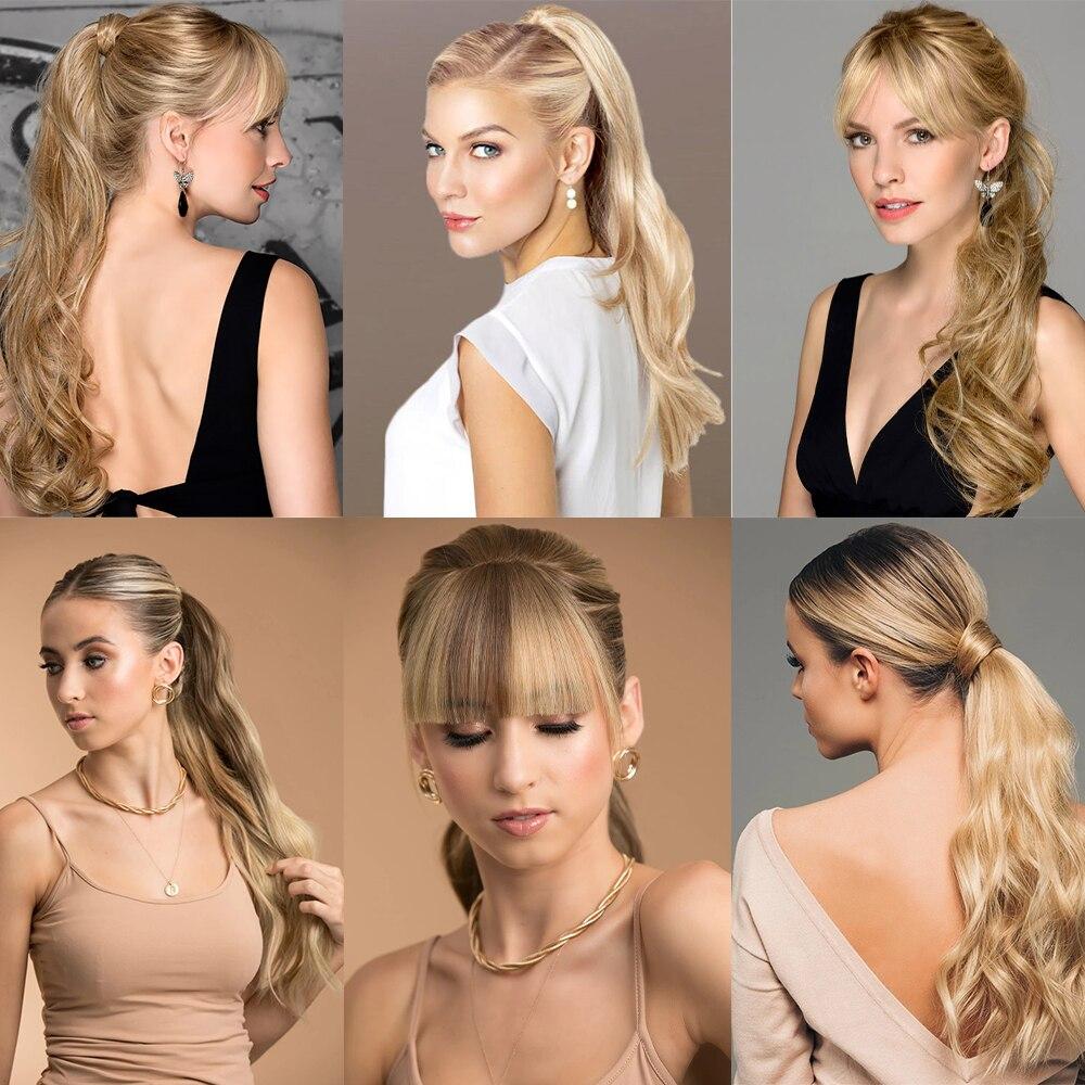 MISSQUEEN 22 Inch Long Wavy Wrap Around Clip In Ponytail Hair Extension Heat Resistant Synthetic Ponytail Fake Hair Black Brown Women