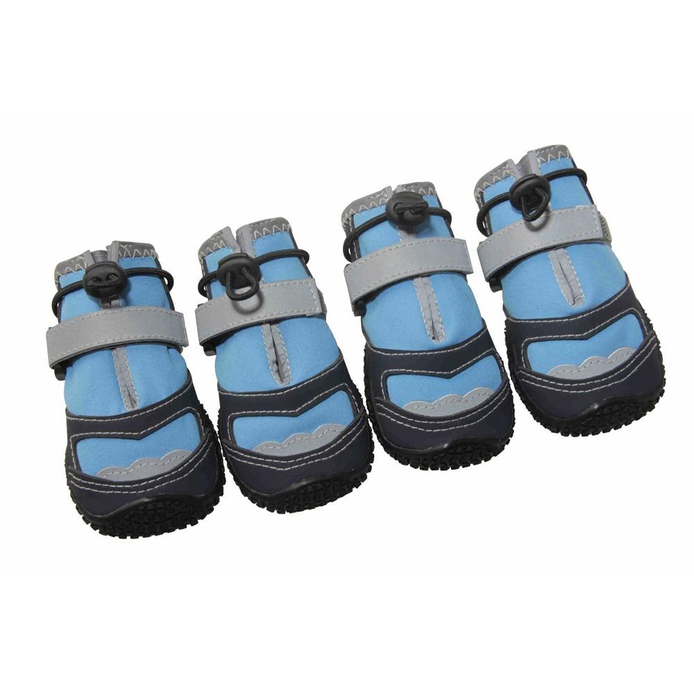 

4Pcs/Set Anti-slip Dog Walking Boots Adjustable Strap Dog Shoes Durable Pet Dog Shoes All Season 1 небо синє кольору
