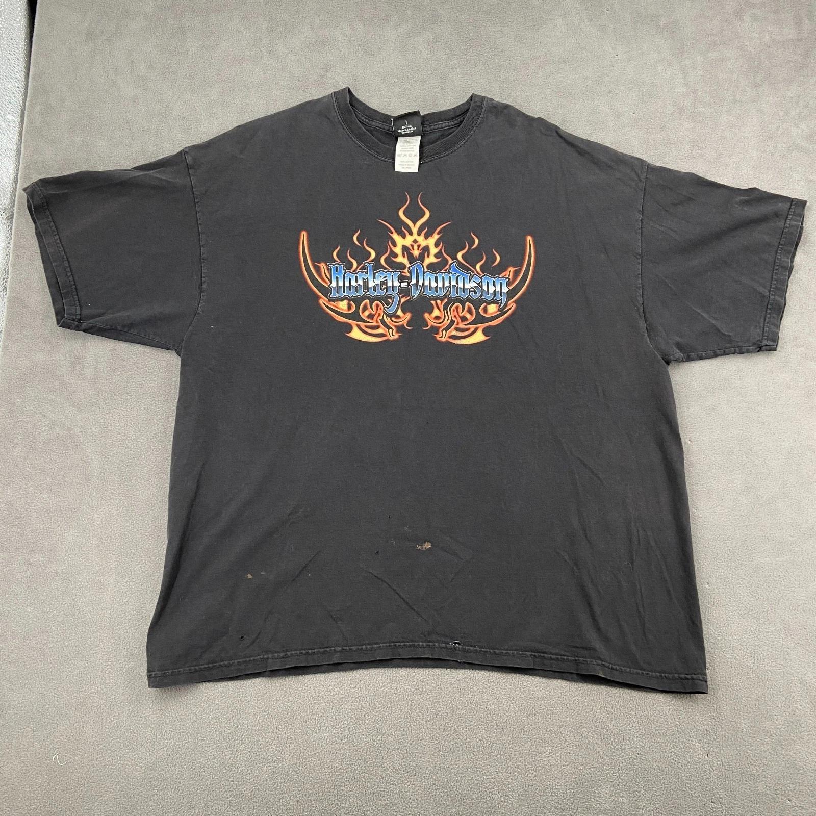Harley Davidson Big Boar T Shirt Mens 3XL Black Cotton Flame Graphic Print Logo 3XL