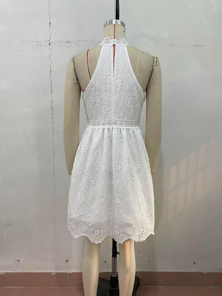 2026 Summer Halter Lace Sleeveless Dress - Women's Casual European & American Style