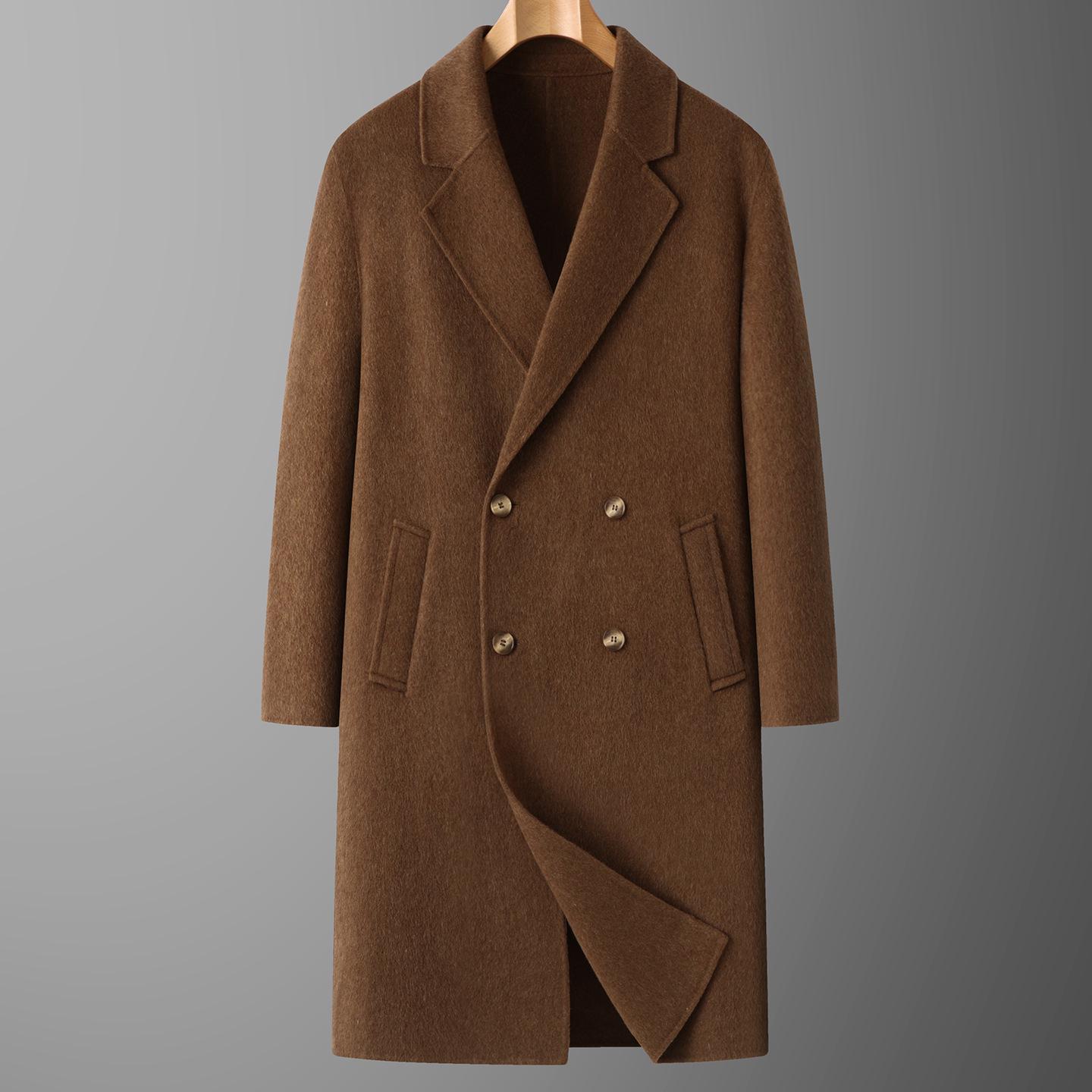 

Fat Brother 2025 Plus Size Men s Double-Sided Wool Coat - Double-Breasted, Over-the-Knee, Autumn/Winter Collection 7XL (Recommended 260-280 Jin) коричневий