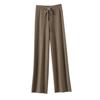Damen Lange Hosen Elastischer Hoher Bund Weitbeinige Strickhosen mit Taschen Einfarbig Herbst Winter Warme Hosen