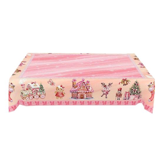 Christmas Tablecloth Winter Snowman Xmas Tree Wreath Design Rectangle Tablecloths Washable Fabric Table Cover