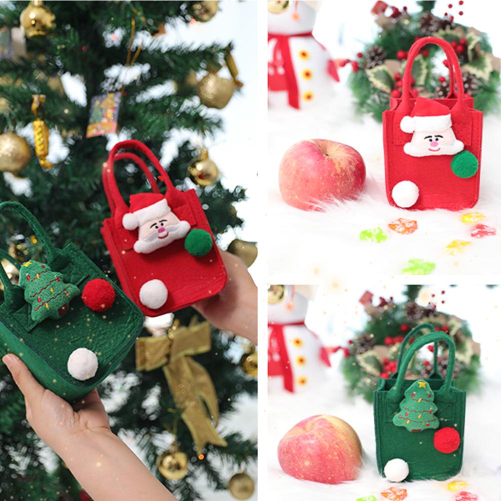 

Держатель для рождественского подарка Санта-Клаус Рождественская елка Сумочка Счастливые подарки Фетровая сумка Рождественский год Конфеты Христос M1K5