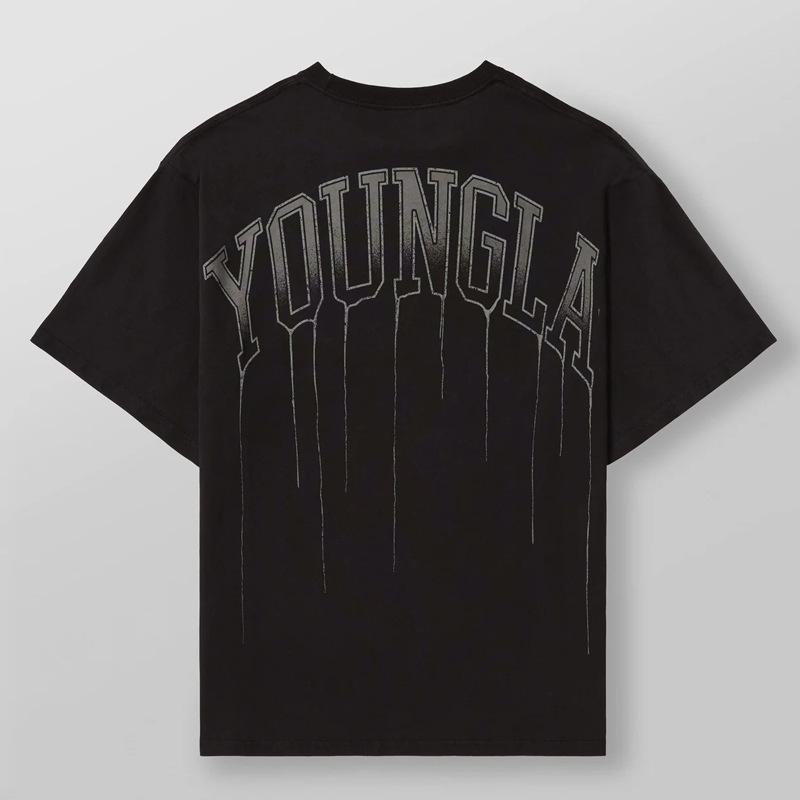 YOUNGLA Men's Cotton Oversized Round Neck Gym T-shirt 240 Fabric