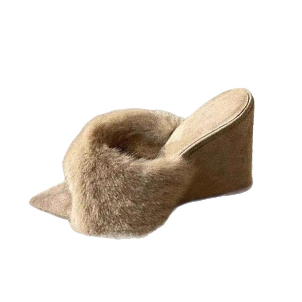 Scarpe Mao Mao scarpe con tacco a zeppa da donna scarpe a punta mezze pantofole da esterno primavera e estate nuove pigre a un pedale scarpe di cotone commercio estero