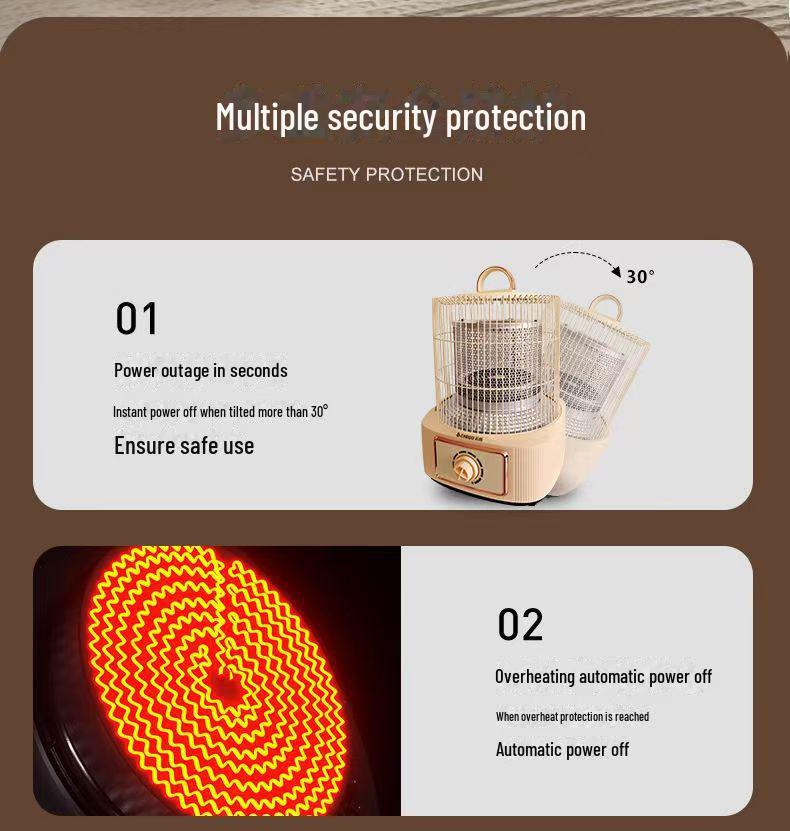 Colivie Mică Ajustabilă pentru Păsări Solare și Încălzitor de Birou