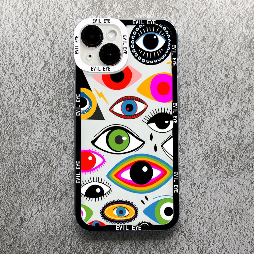 Lucky Eye Blue Evil Eye Print Phone Case For iPhone 14 12 13 11 Pro Max XR X XS MAX 13Pro 7 8 Plus Cover Clear Shockproof Fundas