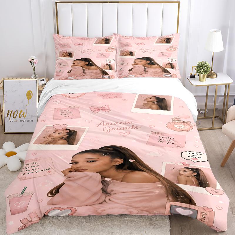 3Pcs Pink Heart Ariana Grande Bedding Sets For All Sizes New 3D Printed Bed Cover Comforter Duvet Cover Pillowcase Bedroom Decoration