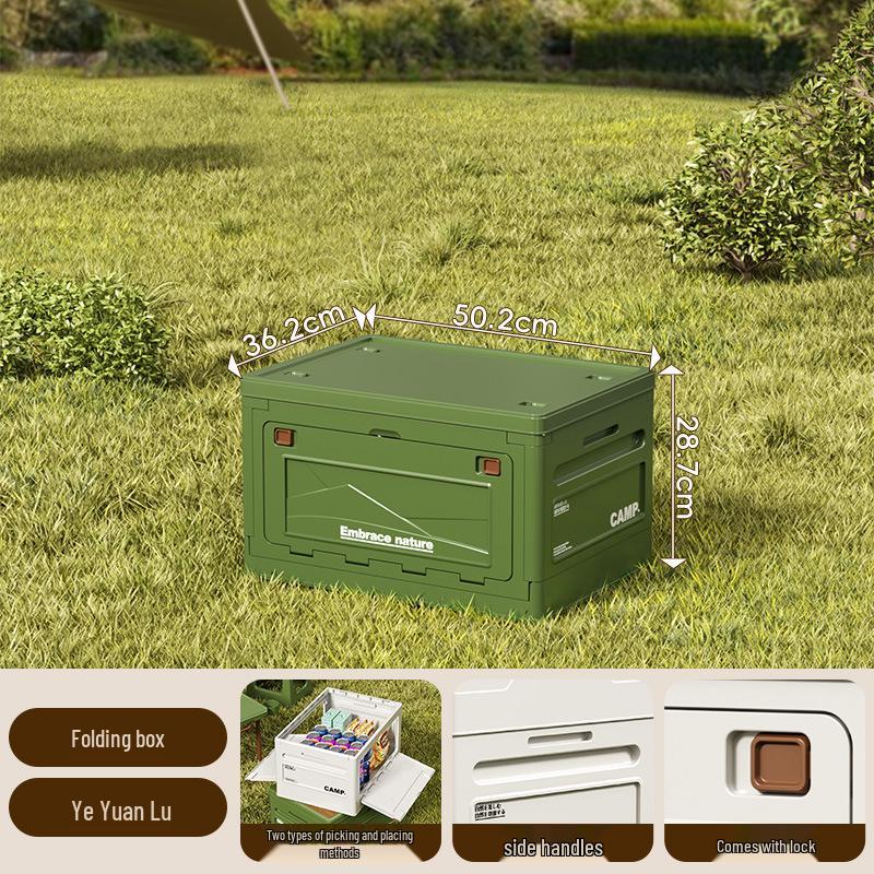 Outdoor Extra Large Folding Storage Box with Wood Lid and Side Opening