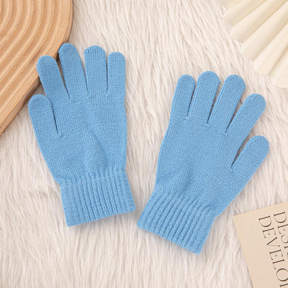 Touchscreen Solid Color Plus Velvet Gloves - Open Five-Finger Hand-Knitted Winter Warmth for Men and Women