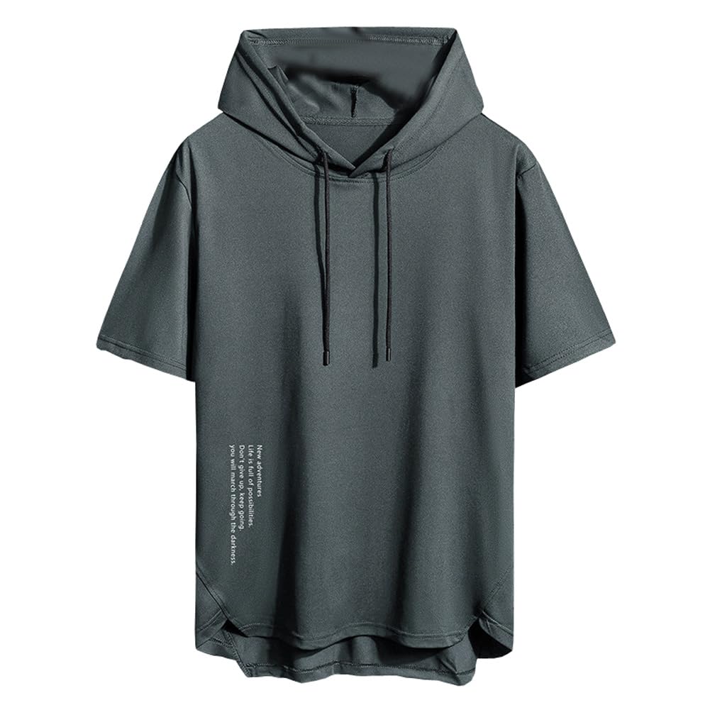 

BUTMYJ Мужская толстовка с коротким рукавом, летняя, однотонная, стильная, свободная, популярная, одежда, цвет, толстовка, посадка, повседневная, футболка - серый-L