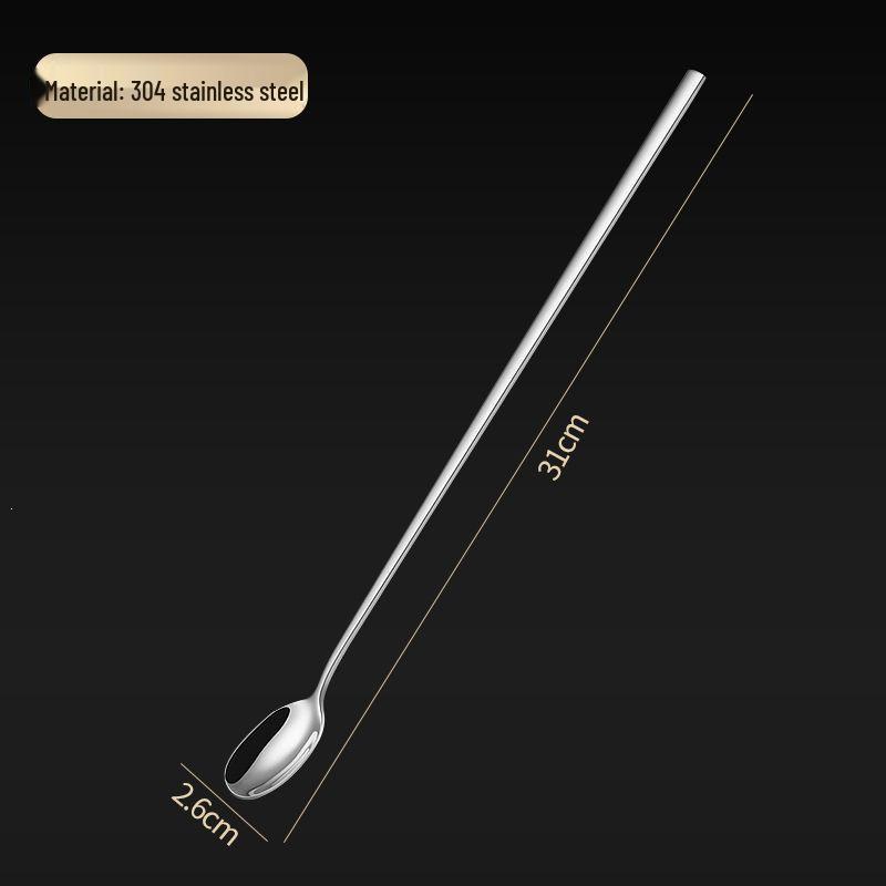 304 Stainless Steel Long Handle Stirring Spoon - Ideal for Ice, Coffee, Milk Tea, Honey, and Seasoning.