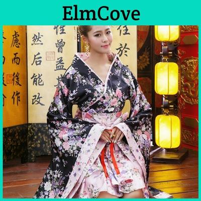 Bezaubernder Japanischer Kimono Cosplay Lolita Anime Dienstmädchen Uniform Kostüm Kleid Set