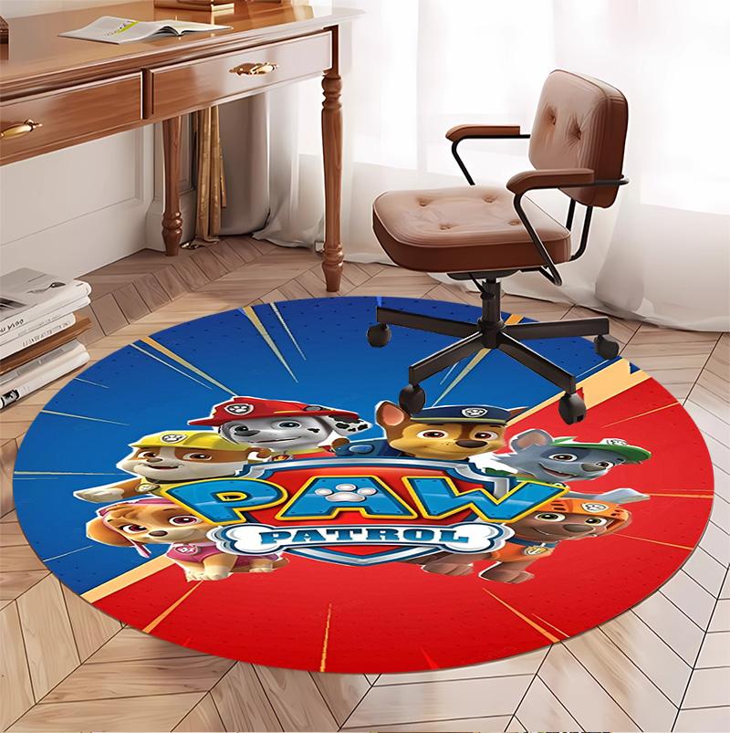 PAW Patrol Pattern Round Rug, Indoor/Outdoor Mat, for Picnic, Gameroom, Bedroom, Office, Living Room, Home Decor Carpet, Birthday Gift